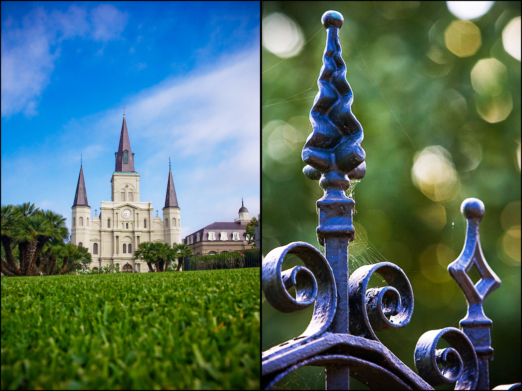 St. Louis Cathedral, Jackson Square; Wrought Iron Detail in the Garden District; New Orleans