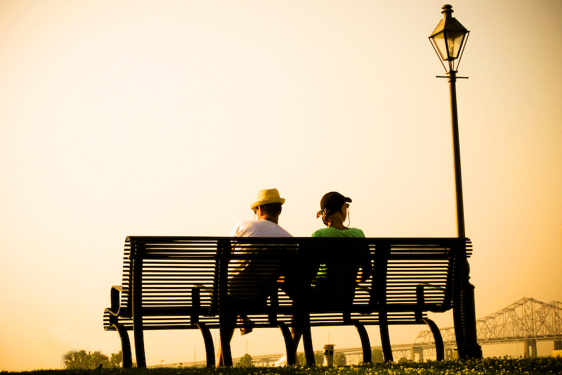 Enjoying the sunrise along the Mississippi River, New Orleans