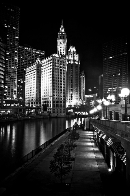 Chicago Riverwalk at Night